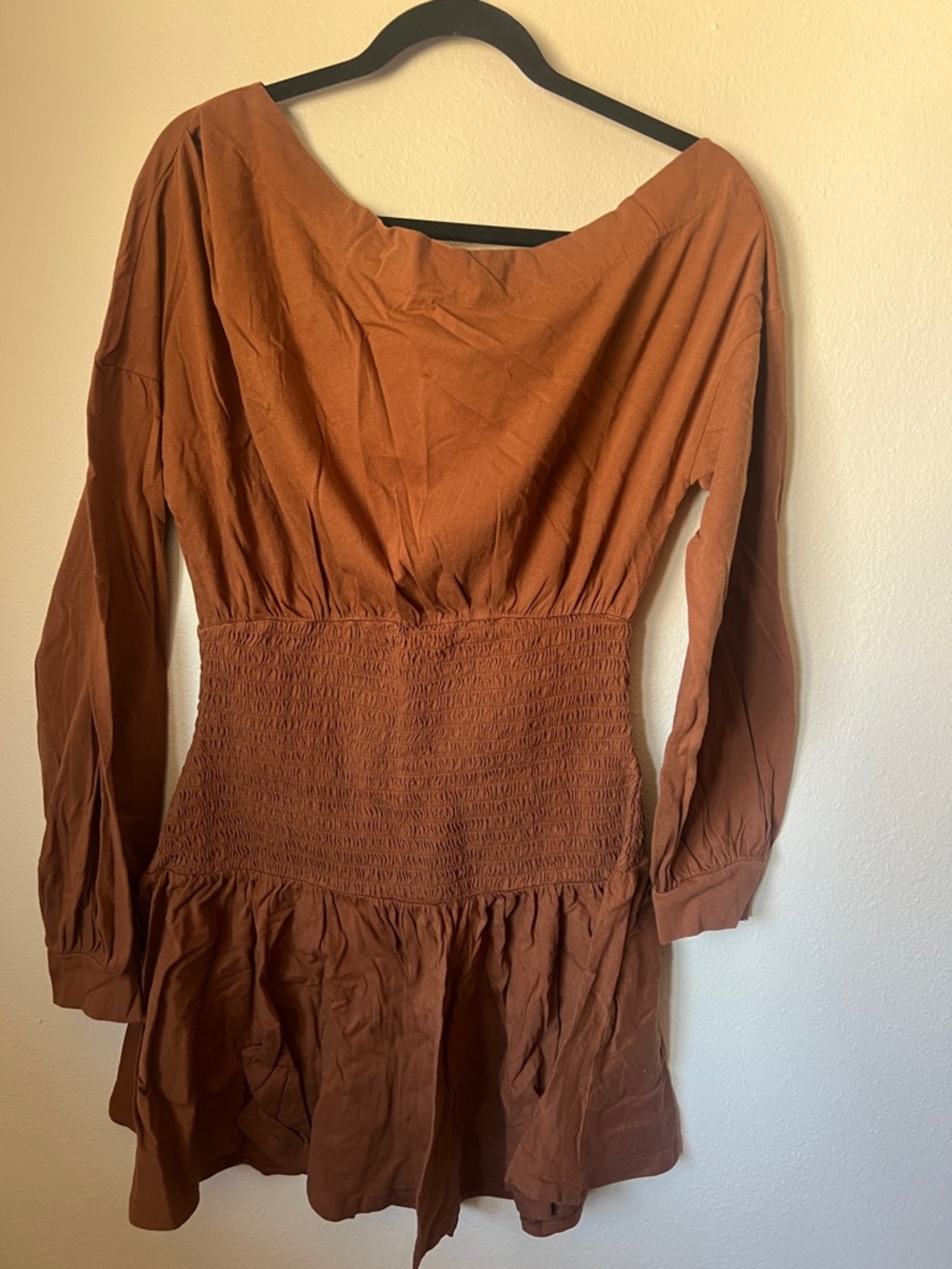 NWT Free People Scorching Hot Long Sleeve Mini Dress Large Off Shoulder - Picture 4 of 4